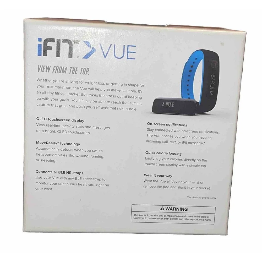 iFIT VUE Bluetooth Black Blue‎ Adjustable Wristband Fitness Calorie Tracker new
